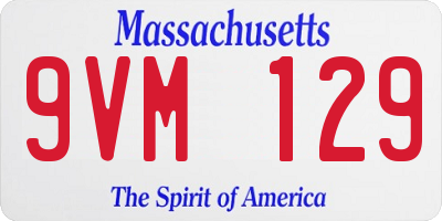 MA license plate 9VM129
