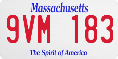 MA license plate 9VM183