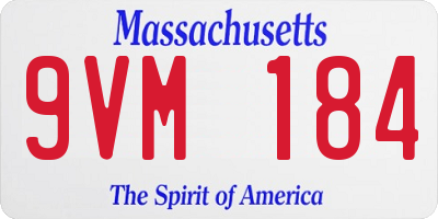 MA license plate 9VM184