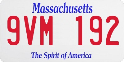 MA license plate 9VM192