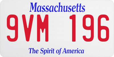 MA license plate 9VM196