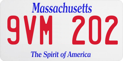 MA license plate 9VM202