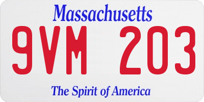 MA license plate 9VM203