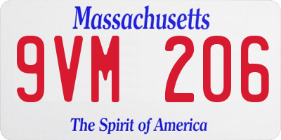 MA license plate 9VM206
