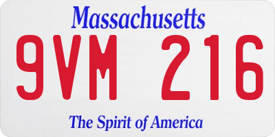MA license plate 9VM216