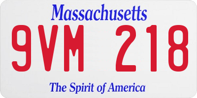 MA license plate 9VM218