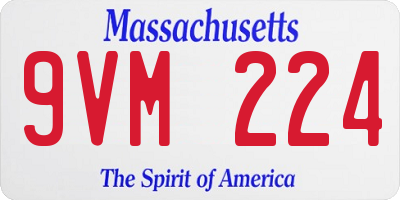 MA license plate 9VM224