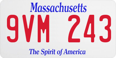 MA license plate 9VM243