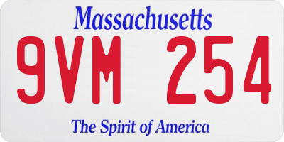 MA license plate 9VM254