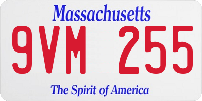 MA license plate 9VM255