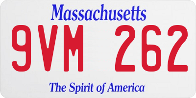 MA license plate 9VM262