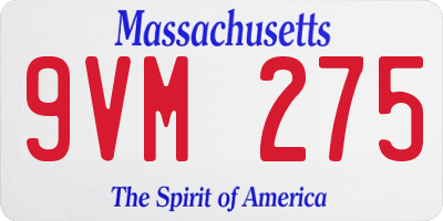 MA license plate 9VM275