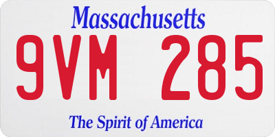 MA license plate 9VM285