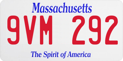 MA license plate 9VM292