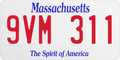 MA license plate 9VM311