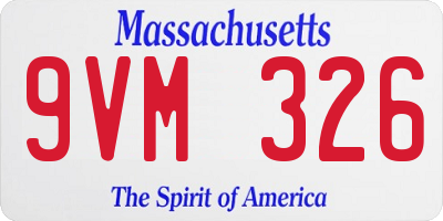 MA license plate 9VM326