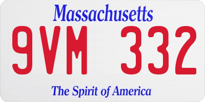 MA license plate 9VM332
