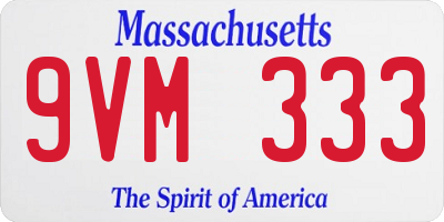 MA license plate 9VM333