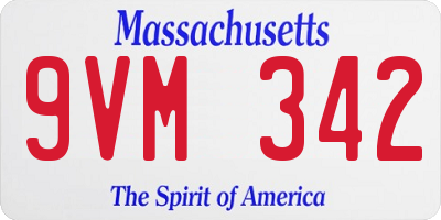 MA license plate 9VM342