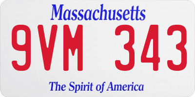 MA license plate 9VM343