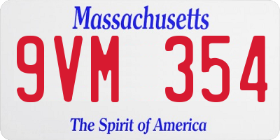 MA license plate 9VM354