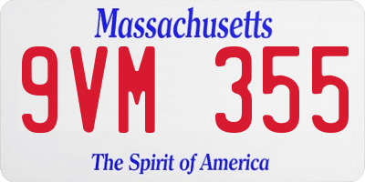 MA license plate 9VM355
