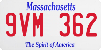 MA license plate 9VM362