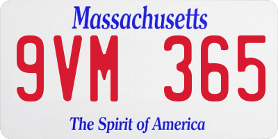 MA license plate 9VM365