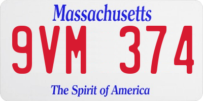 MA license plate 9VM374