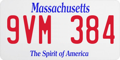 MA license plate 9VM384