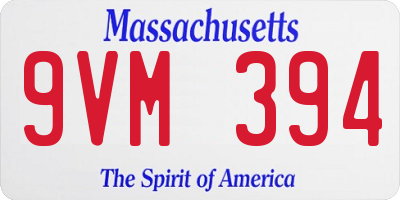 MA license plate 9VM394