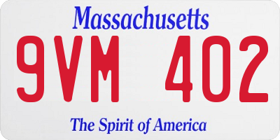 MA license plate 9VM402