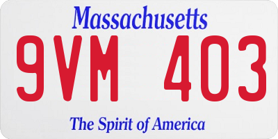 MA license plate 9VM403