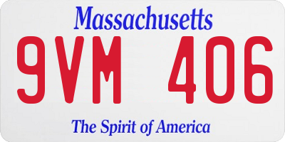 MA license plate 9VM406