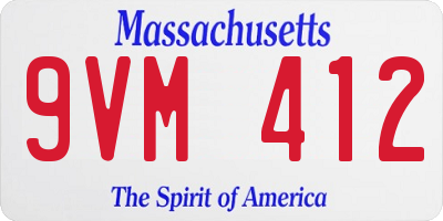 MA license plate 9VM412