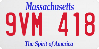 MA license plate 9VM418