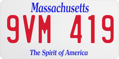 MA license plate 9VM419