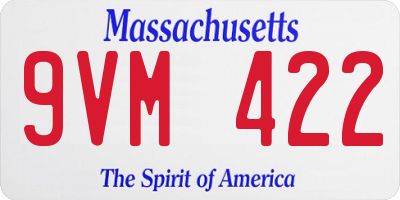 MA license plate 9VM422