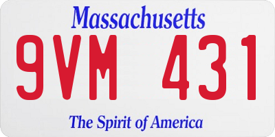 MA license plate 9VM431