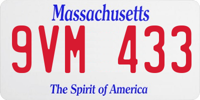 MA license plate 9VM433