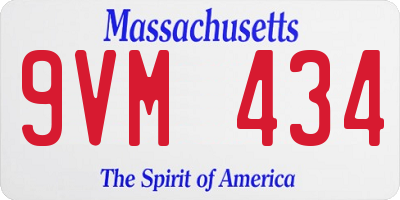 MA license plate 9VM434
