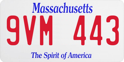 MA license plate 9VM443