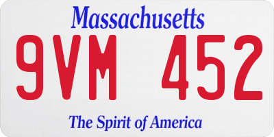 MA license plate 9VM452