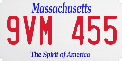 MA license plate 9VM455