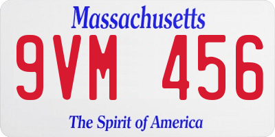 MA license plate 9VM456