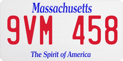 MA license plate 9VM458