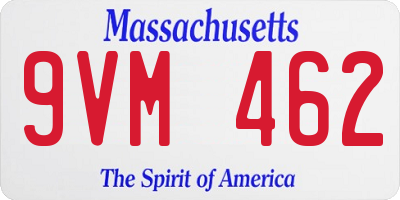 MA license plate 9VM462