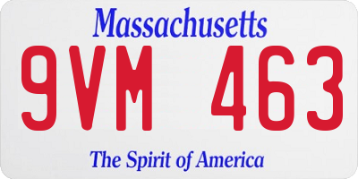 MA license plate 9VM463