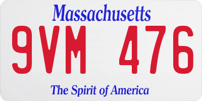 MA license plate 9VM476