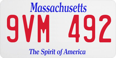 MA license plate 9VM492